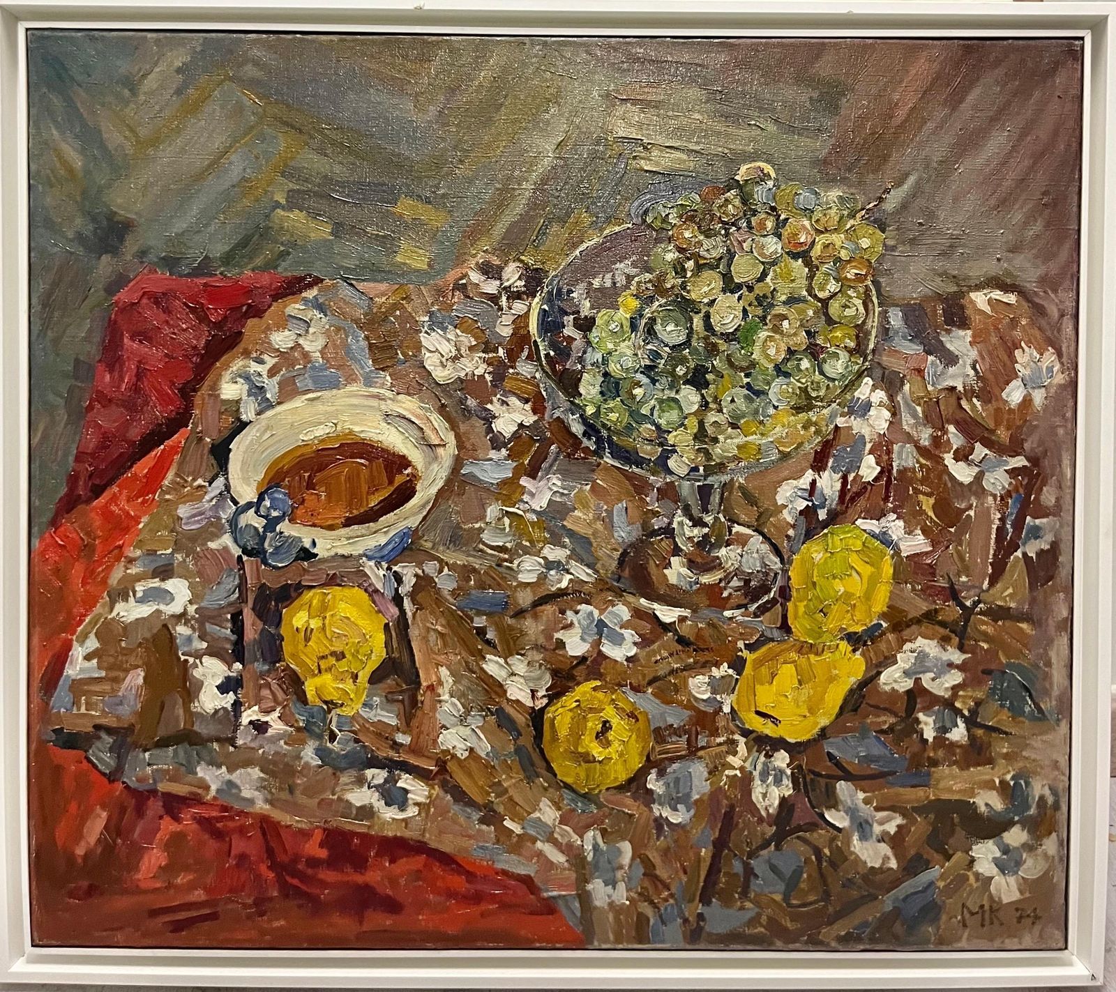 Maya Kopitzeva"Natura Morta Con Frutta"  Uva E Limoni , Olio Cm 80 X 70  19741974