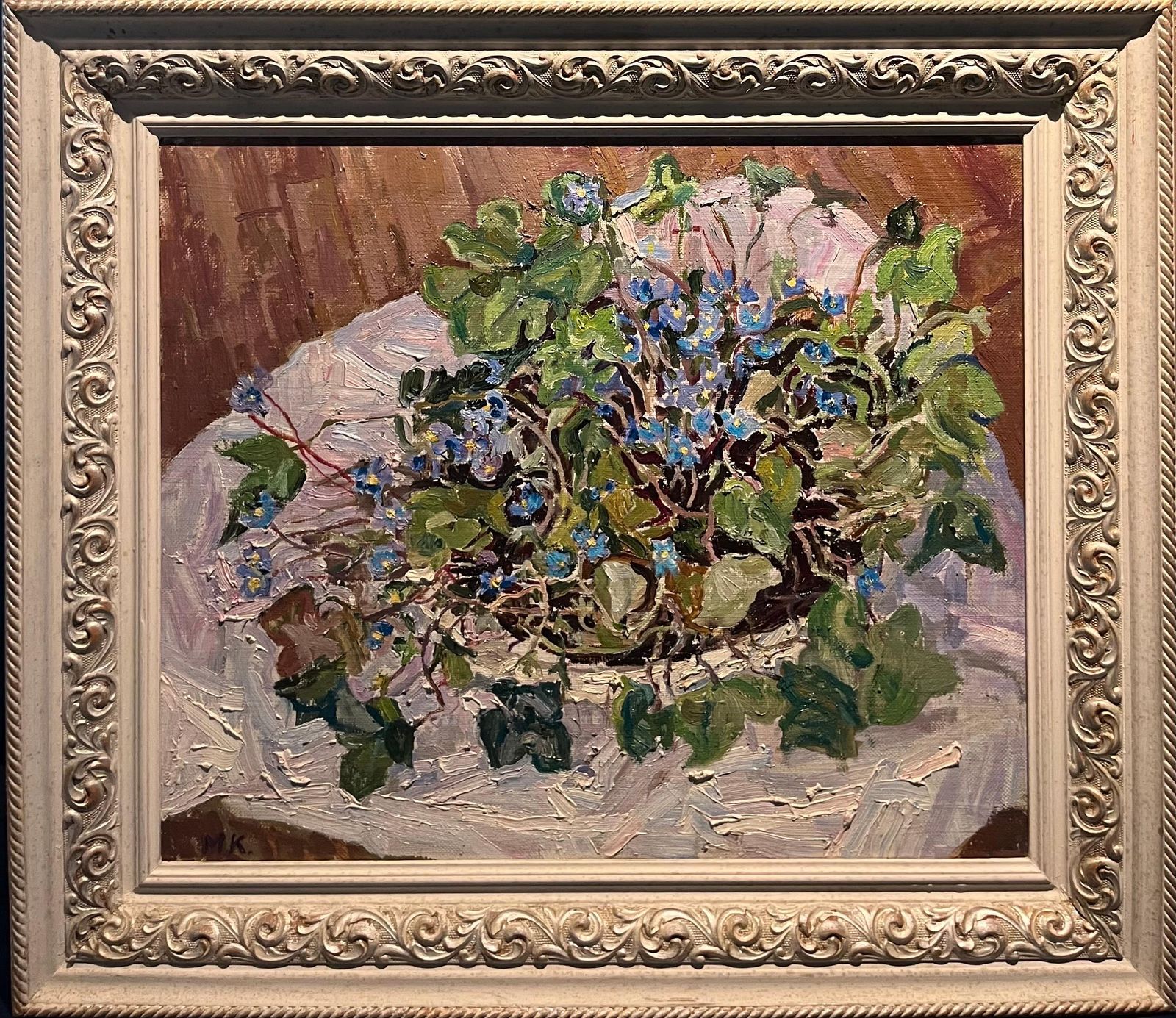 Maya Kopitzeva"Snowdrop" Flowers , Violet, Violets Oil Cm. 60 X 50  19981998