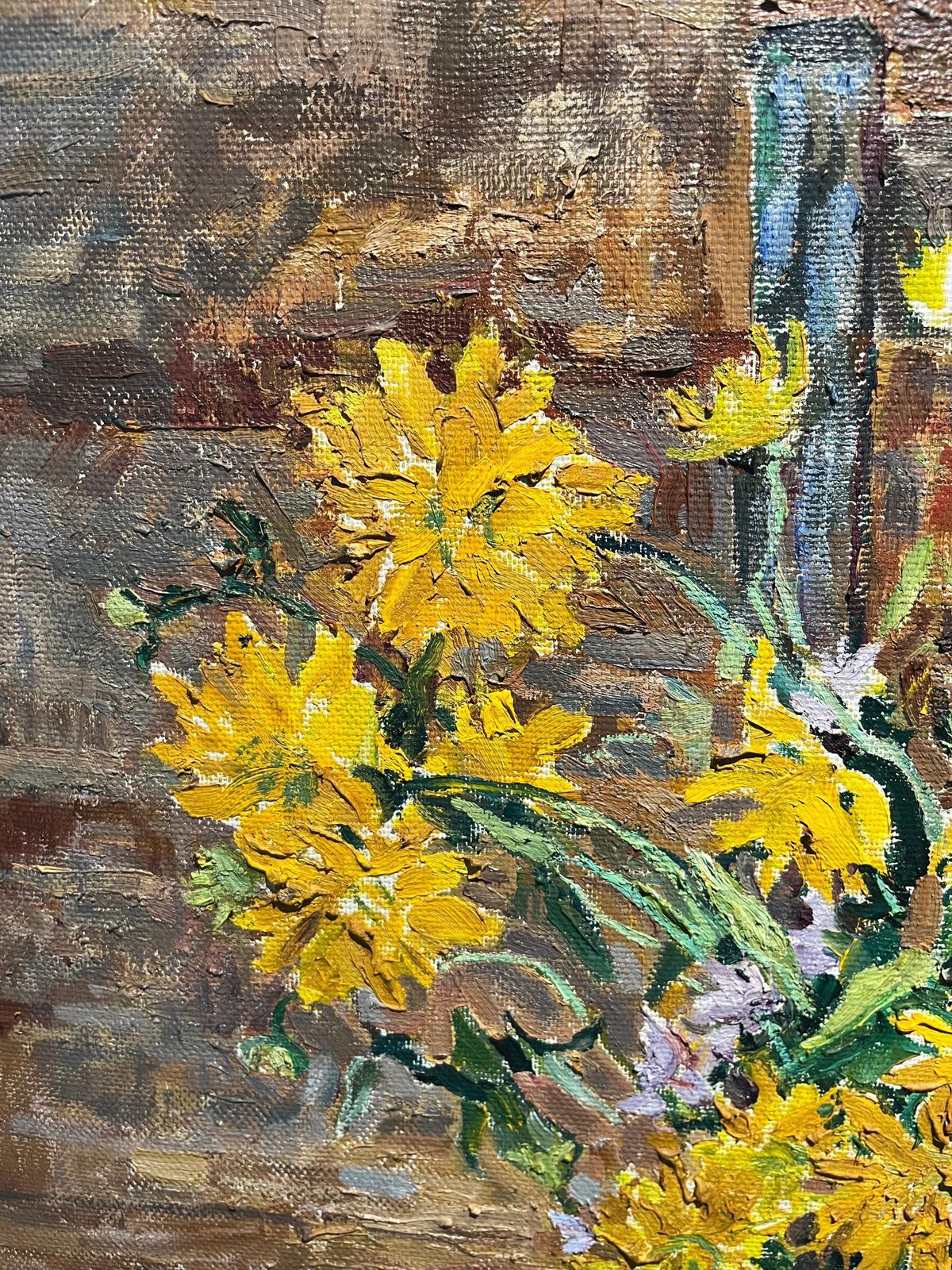 Maya Kopitzeva" Fiori Gialli" Olio Cm. 83 X 78  2002 photo Art