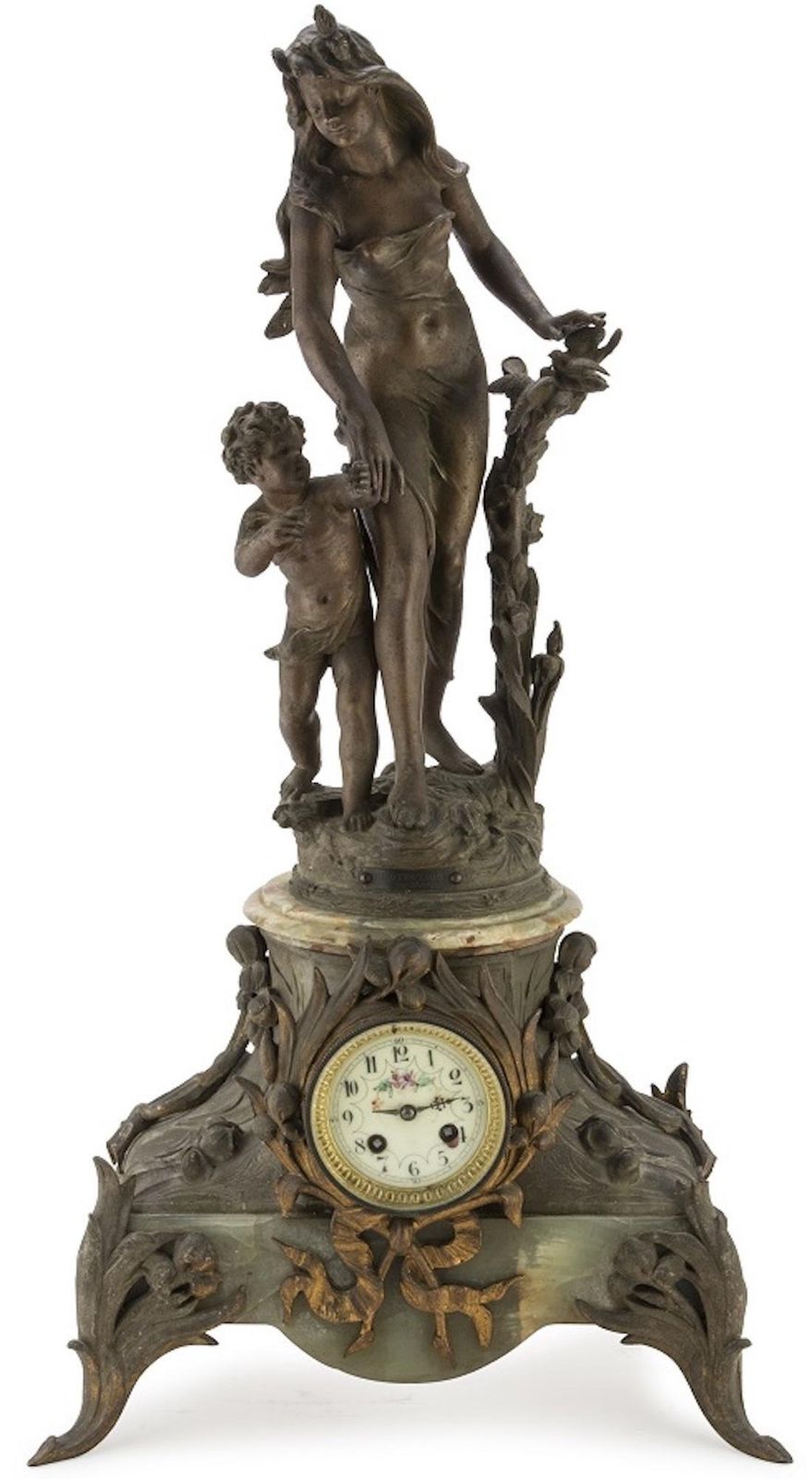 Ancient Onyx And Antimony Clock, France, Late 19th Century photo Home Decor