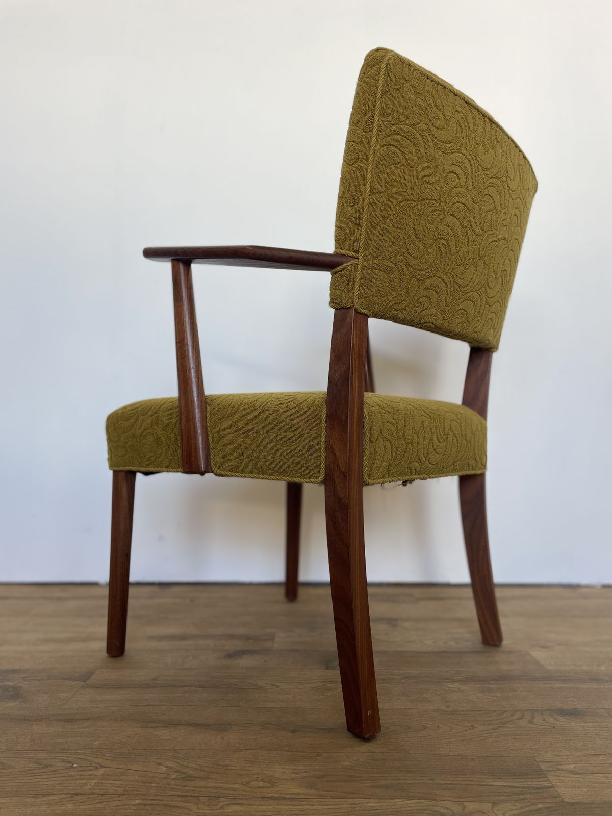 Danish Teak Upholstered Armchair W/ Green Fabric photo buy