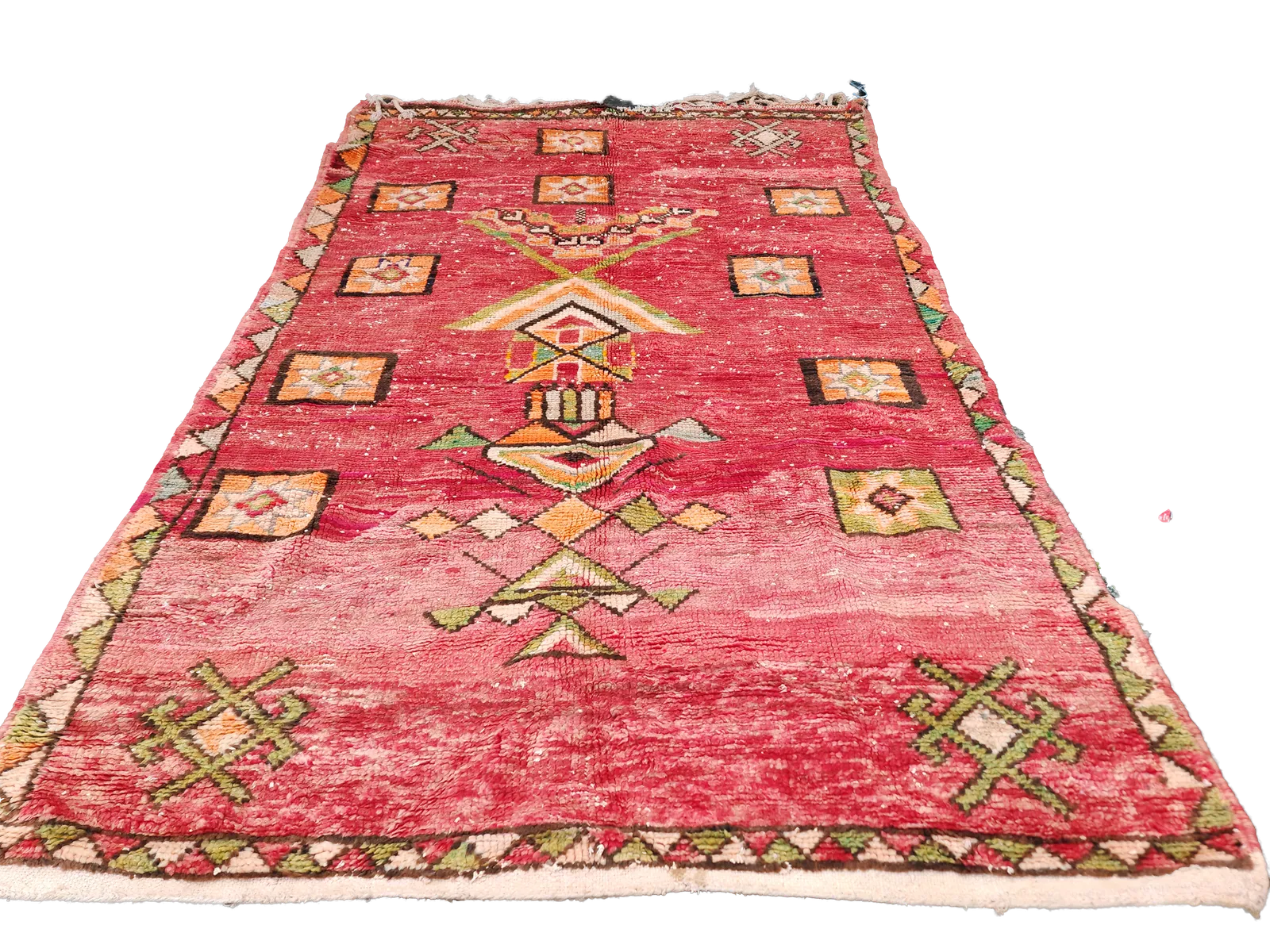 R124 /No Custom Fee  Vintage Handmade Moroccan. Colourful Berbe  Carpet  8.5×5 Ft 260x155cm