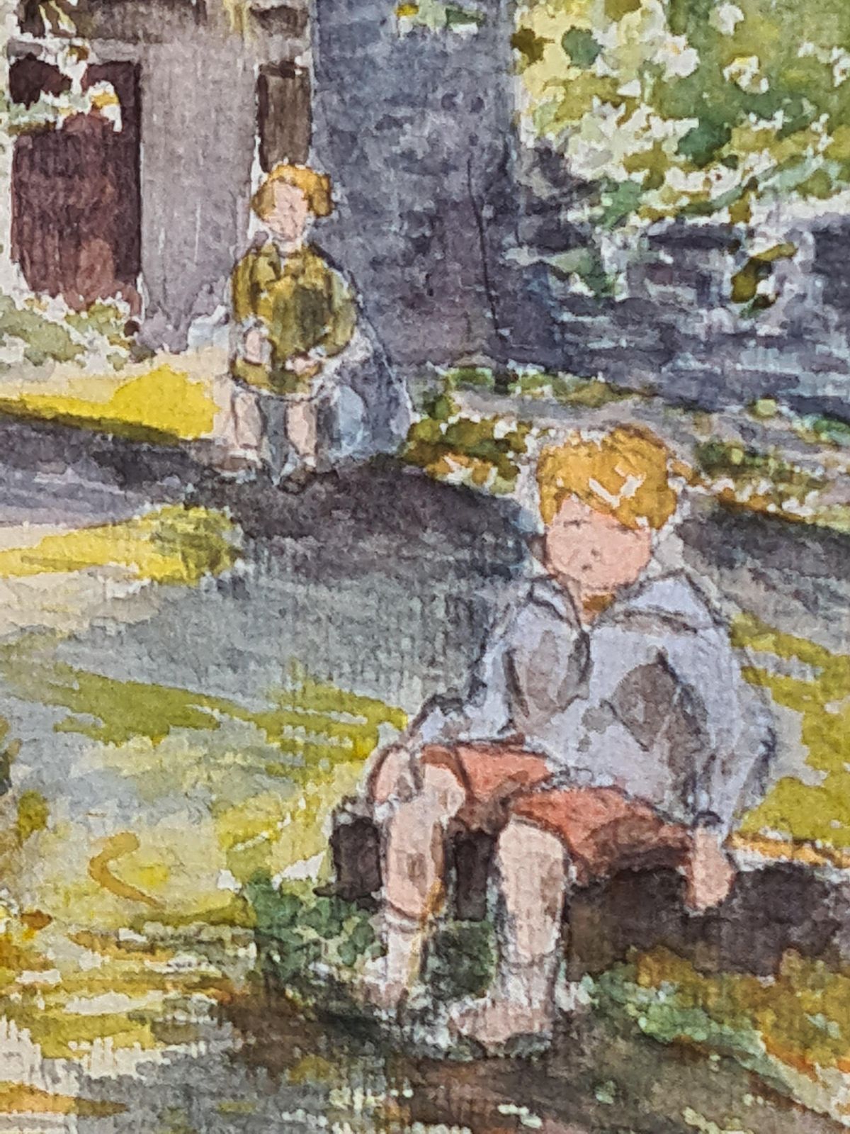 Henri Clamen1930s French Impressionist Watercolour Of Children In An Idyllic Country Scene photo furniture