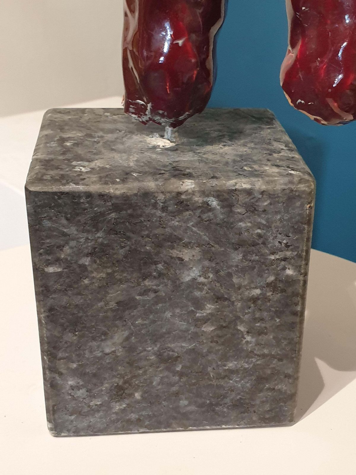 photo buy Mid Century Nude Male Acephale Sang De Boeuf Ceramic Sculpture With Marble Base.