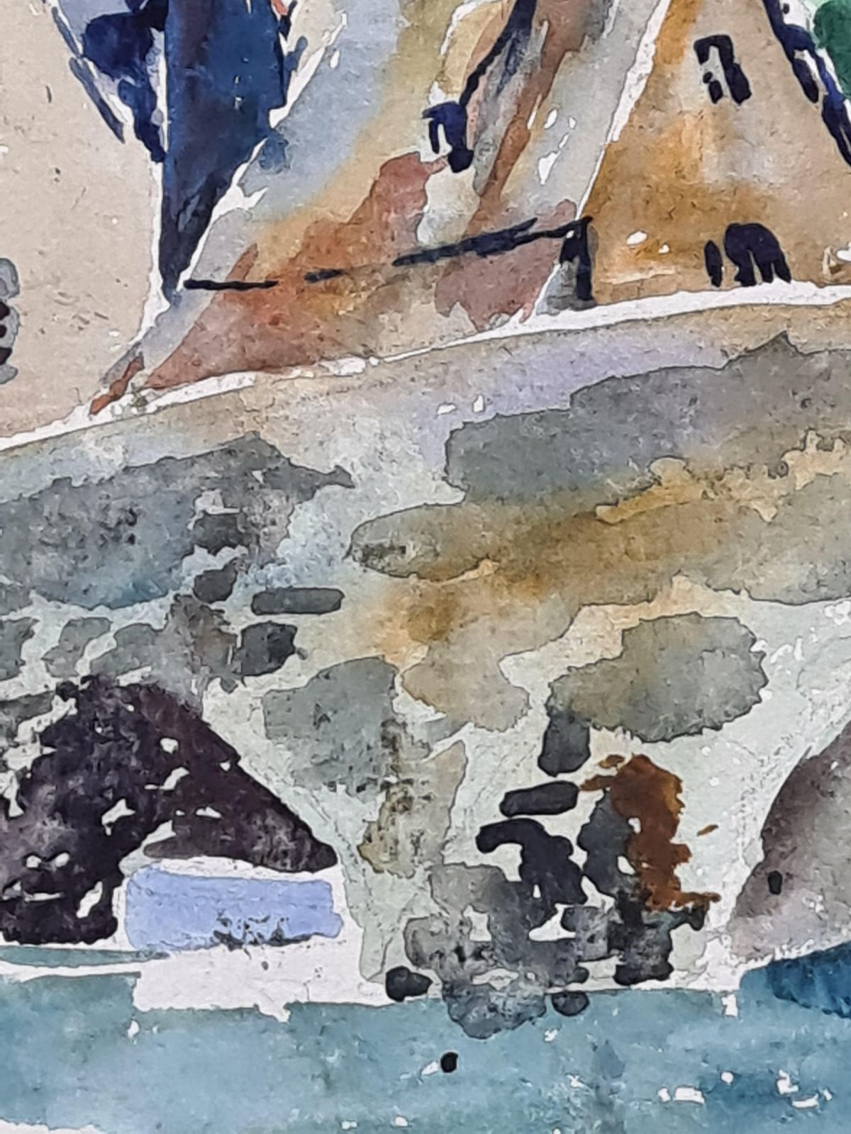 Henri Clamen1930s French Barbizon School Watercolour, Village And Bridge By A River, Dinard1939 photo 374.0