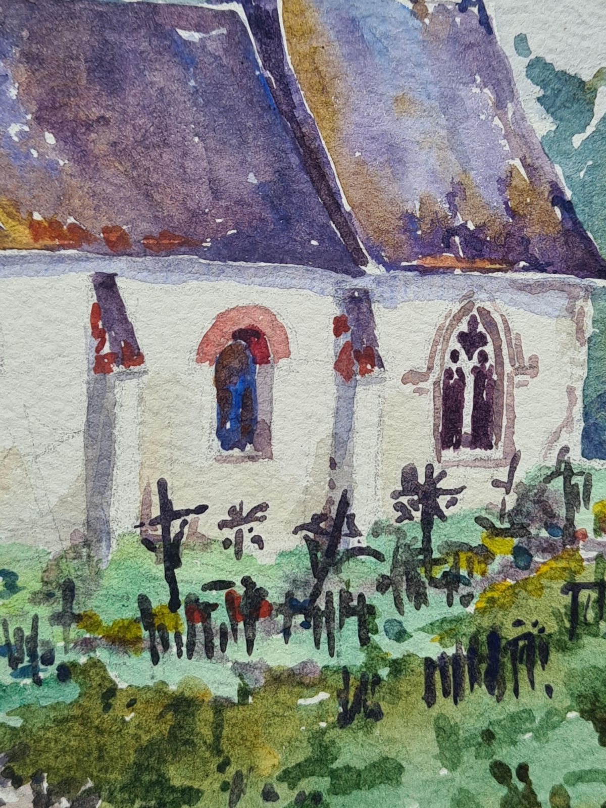 Henri Clamen1930s French Impressionist Watercolour Of A Church photo vinterior