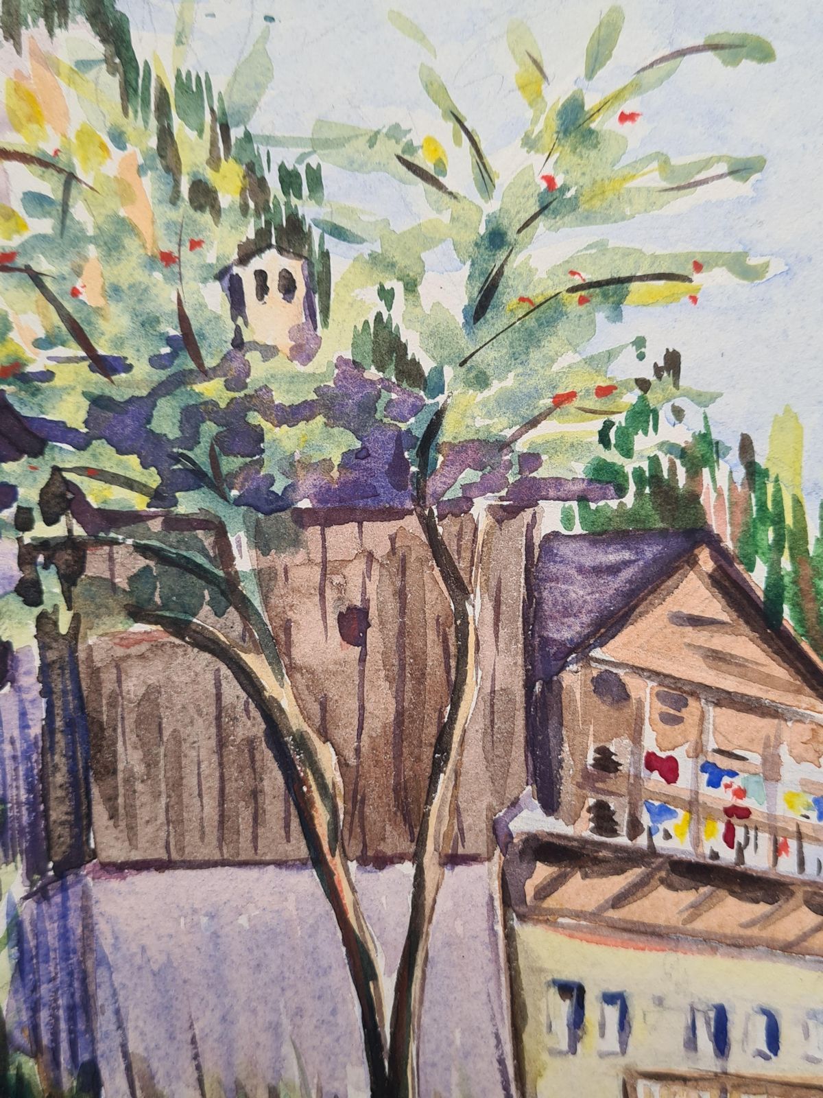 Henri Clamen1930s French Impressionist Watercolour Of A Mountain Chalet In A Landscape photo Art