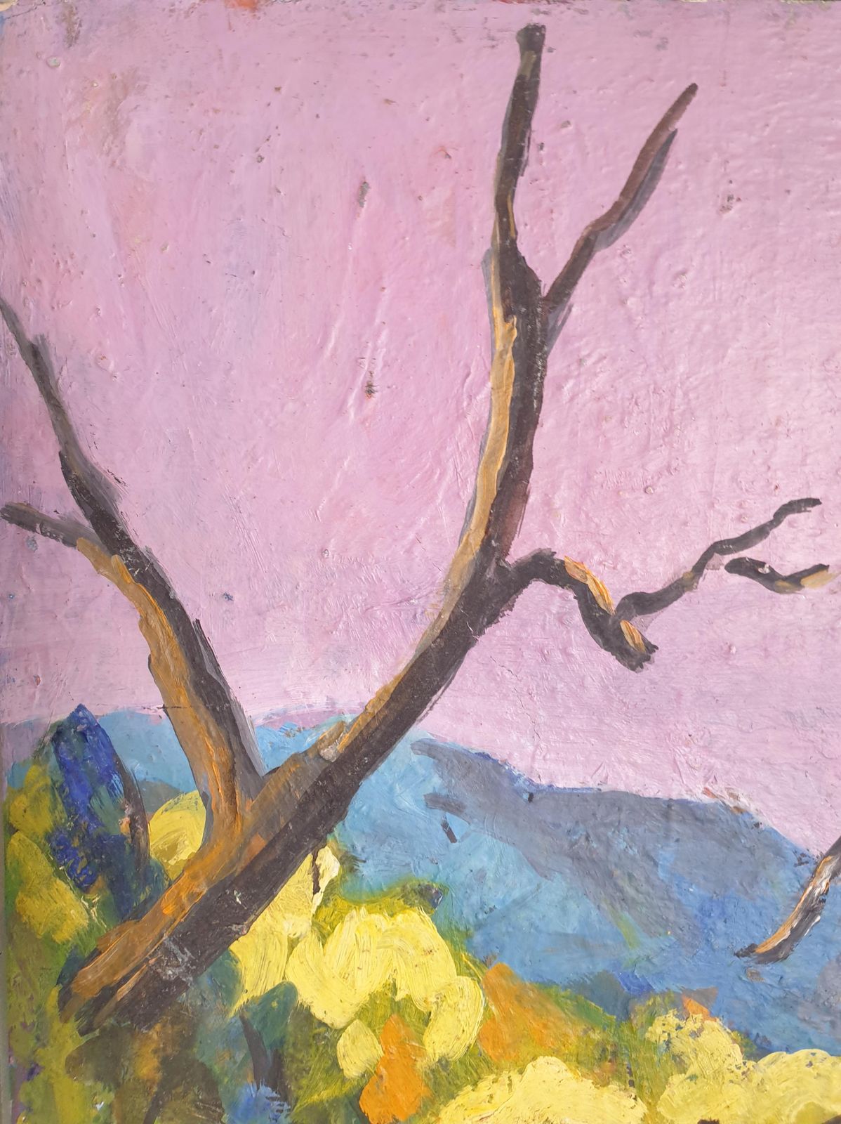 Hyppolite Rogerthe Road, Mid Century Provençal, Fauvist Landscape. Oil On Board.1960s photo vintage