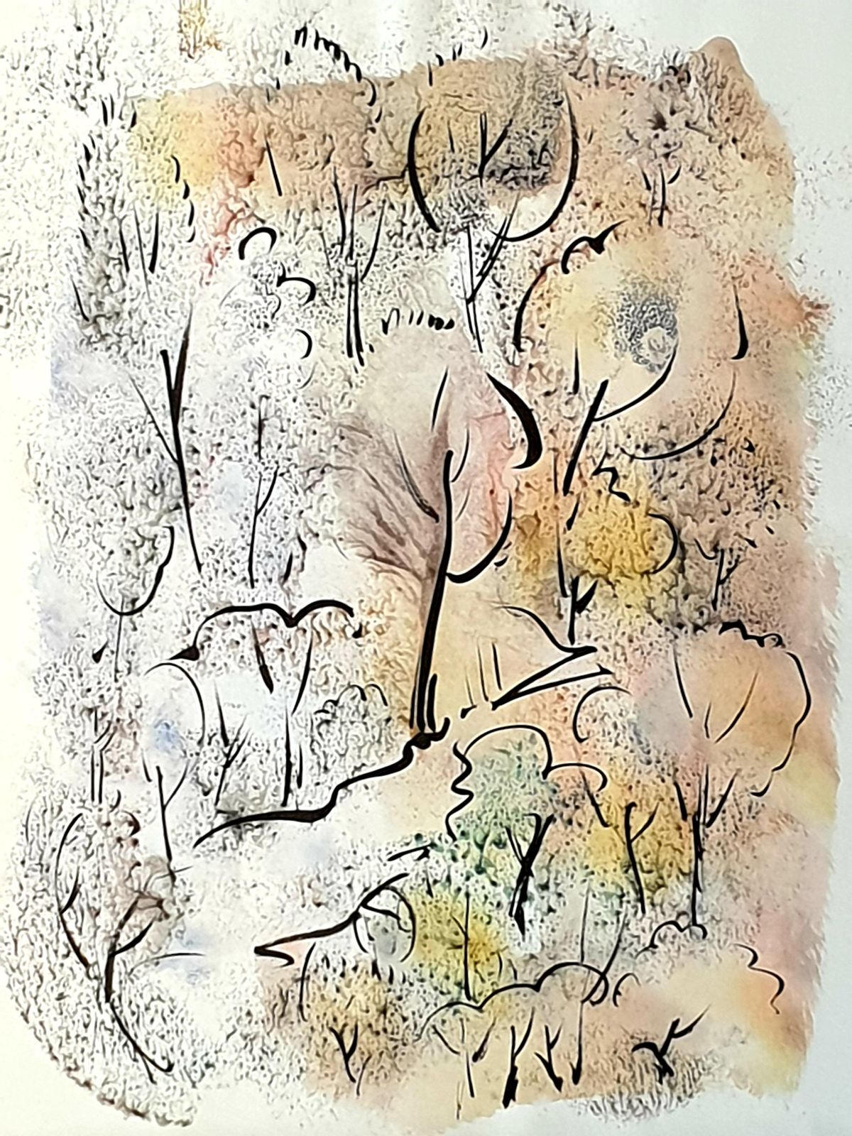 André Pierardfauvist Watercolour And Gouache On Paper, 'Through The Forest Glade'.1970s