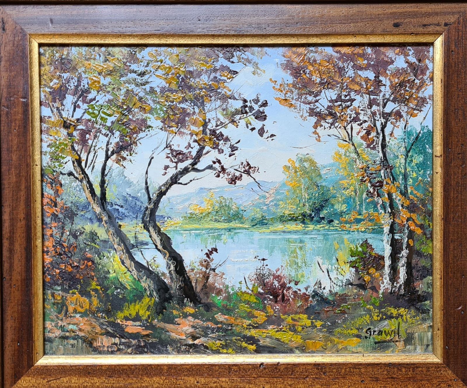 Maurice Schwab Aka 'Grawil''Summer At The Lake'. French Oil On Canvas Landscape. photo furniture