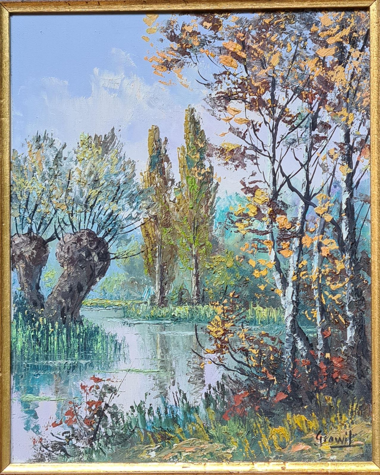 Maurice Schwab Aka 'Grawil''A River Runs Through It', Summer By The Riverbank. Oil On Canvas.