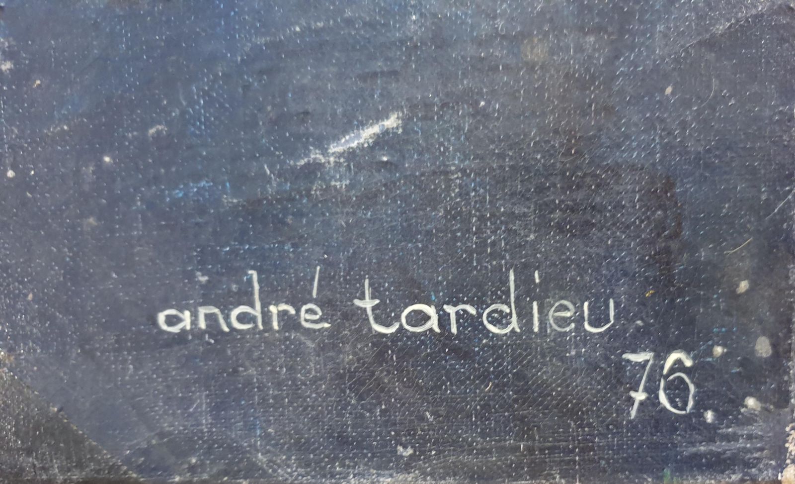 André Tardieumid Century Abstract Expressionist Oil On Canvas.1976 photo furniture