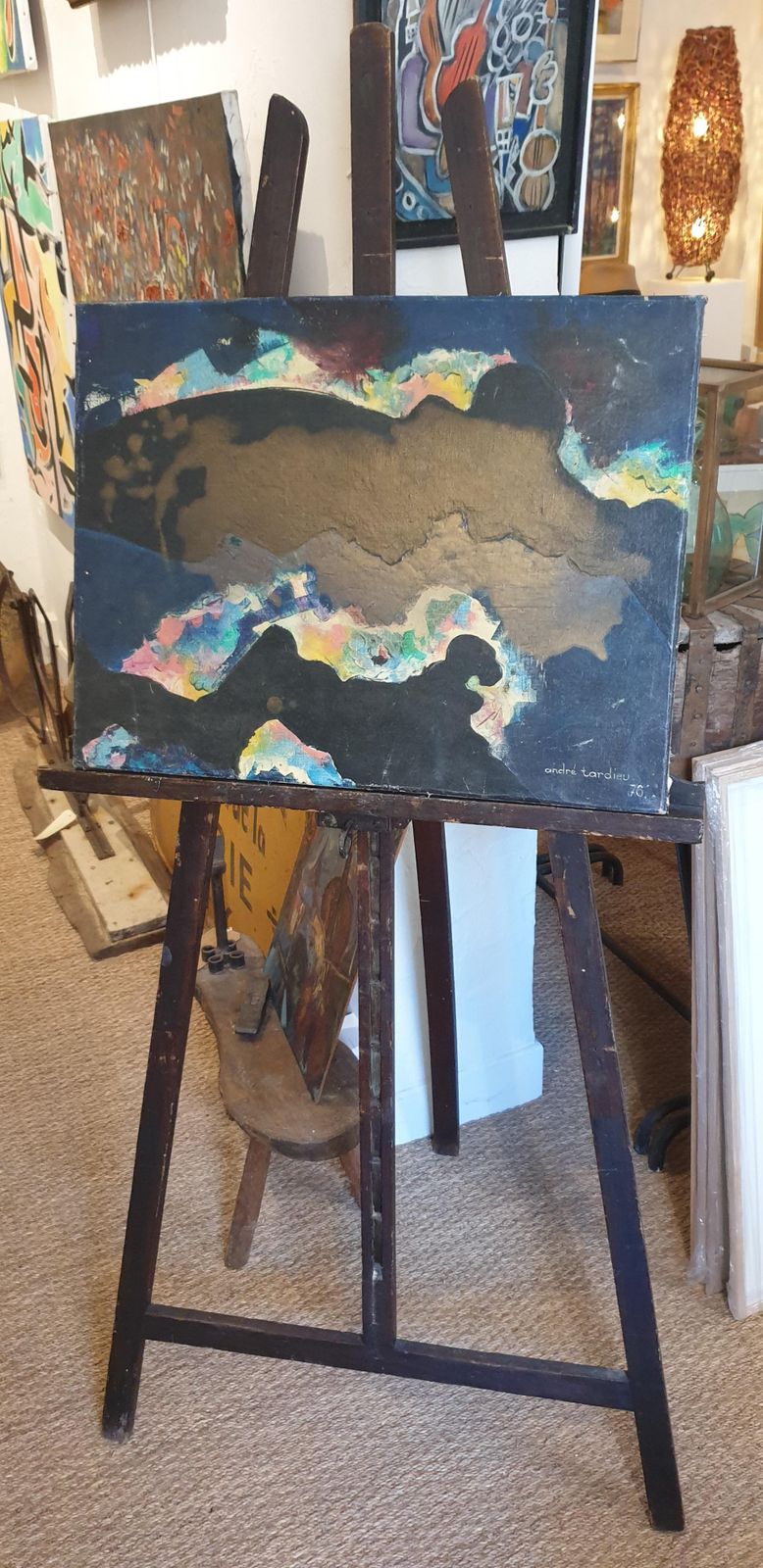 André Tardieumid Century Abstract Expressionist Oil On Canvas.1976 photo 612.0