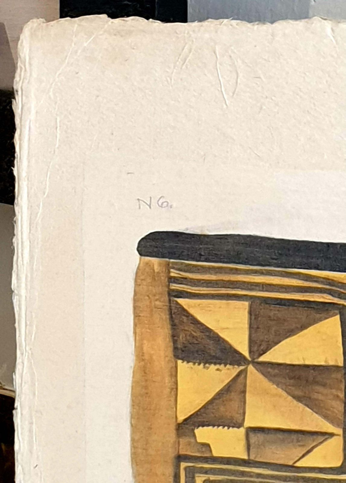 Art La Roche Laffitte, Painting Of An Antique Caucasian 'Kuba' Tribal Item, Watercolour On Silk photo