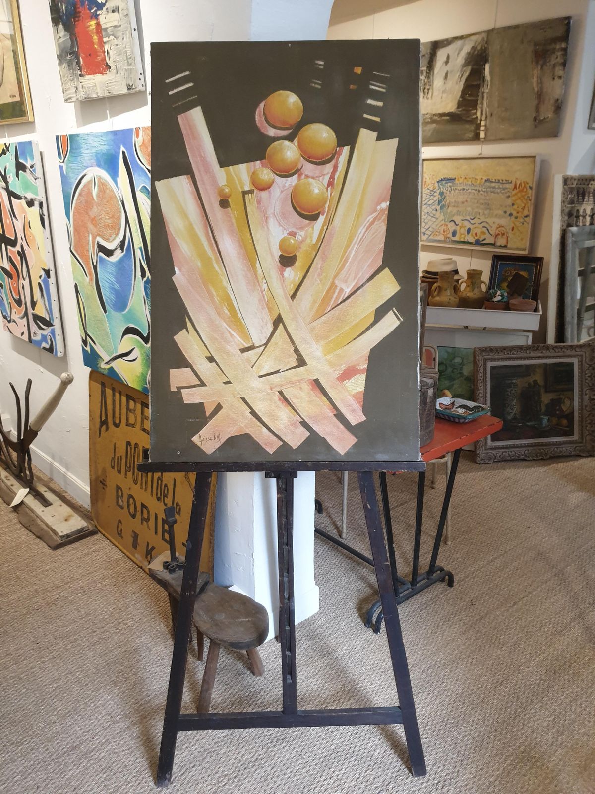 photo buy Amadou Cisse Dialate 20th Century Senegalese Abstract Geometric Acrylic On Canvas. 1990s