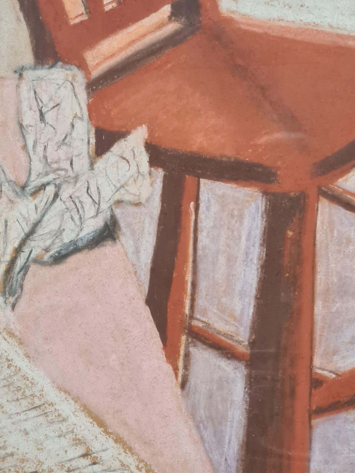 Eileen Gore Sellonthe Red Chair, Pop Art, Circle Of David Hockney. Oil Pastel.1974 photo 680.0