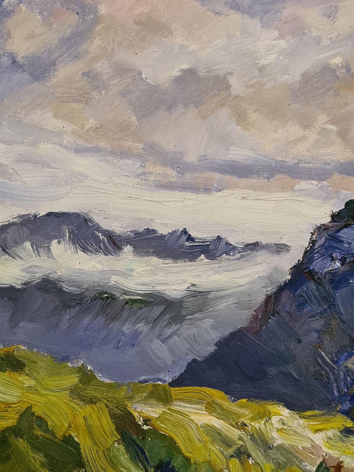 Hermann Lauschnerlate 20th Century Oil And Acrylic On Board. 'Mountainscape'.1990 photo 748.0