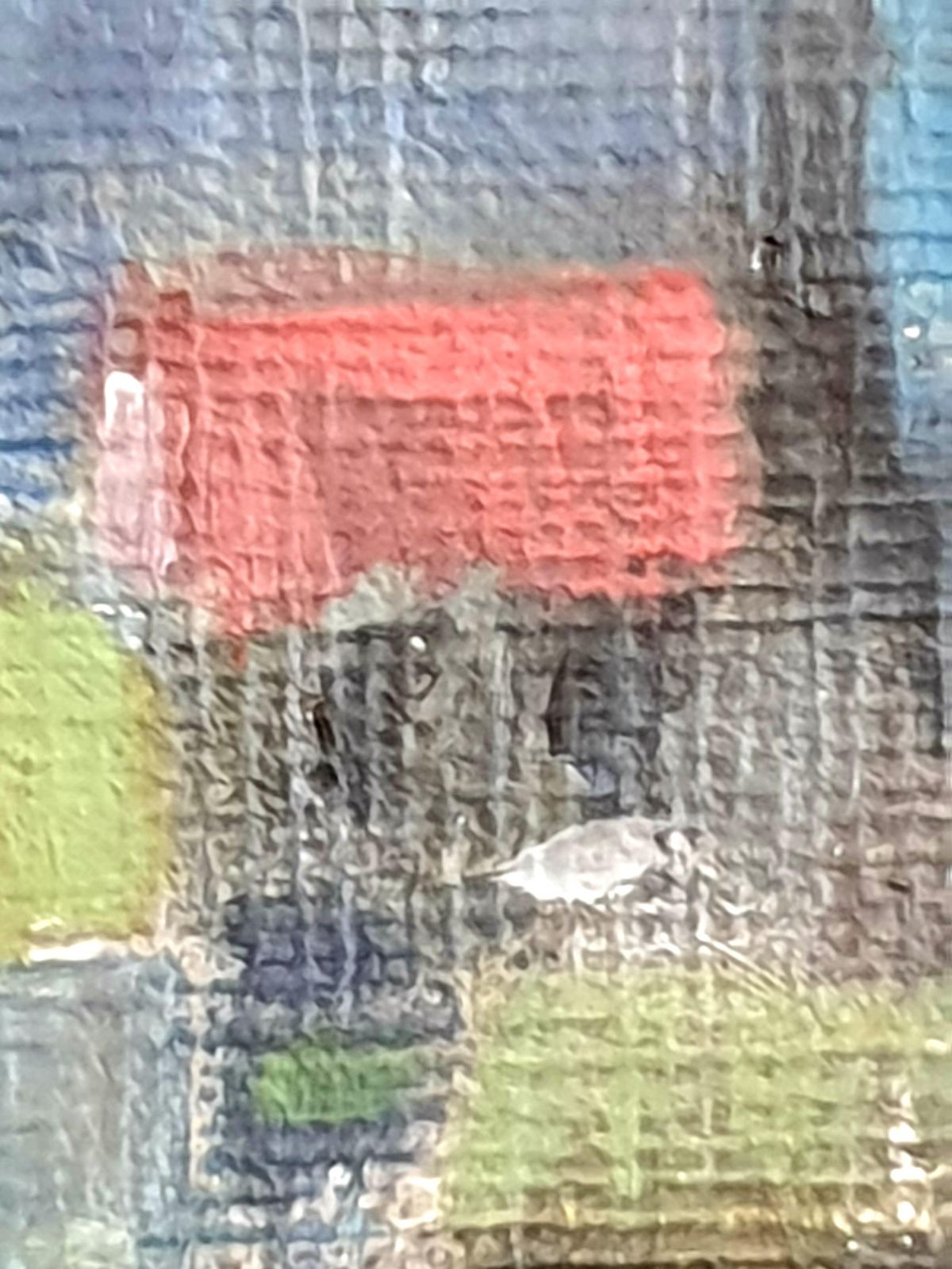 photo vinterior Poul Møller Danish Mid Century Colourfield Oil On Board Of Houses In A Coastal Scene.1976