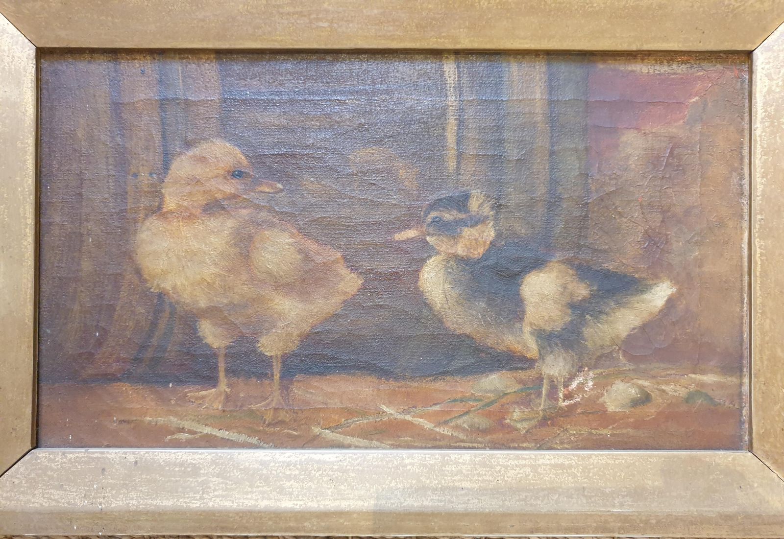 Unknown'the Ducklings'. Late 19th Century Oil On Canvas.1890s photo furniture