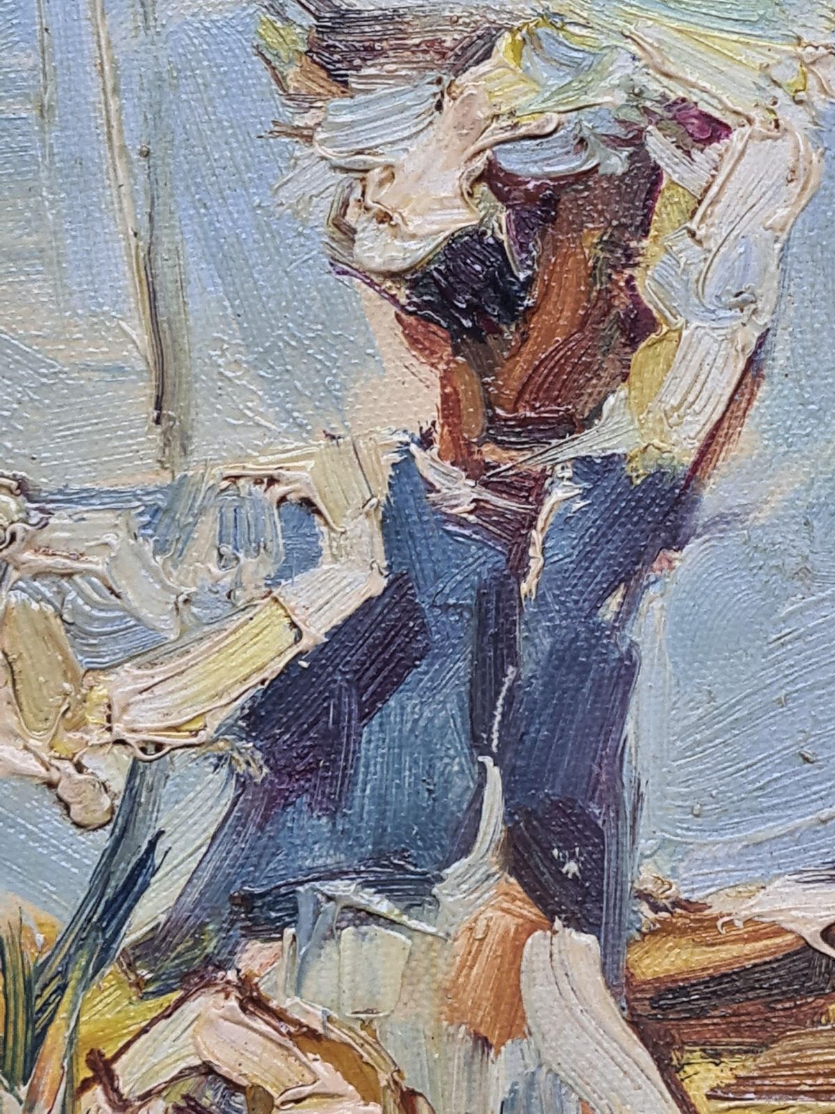 D Abchliorientalist Landscape, The Fishermen. Oil On Board. photo vinterior