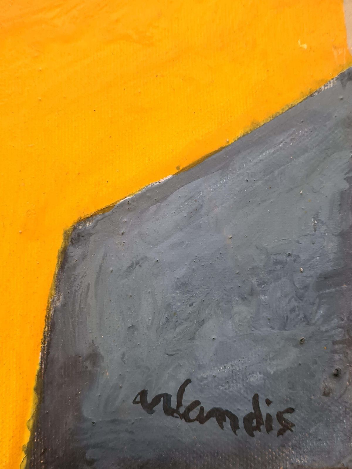 Antoine Arlandislate 20th Century Tachiste Oil & Acrylic On Canvas. 'Gelb Rot Blau Braun'.1980s photo furniture