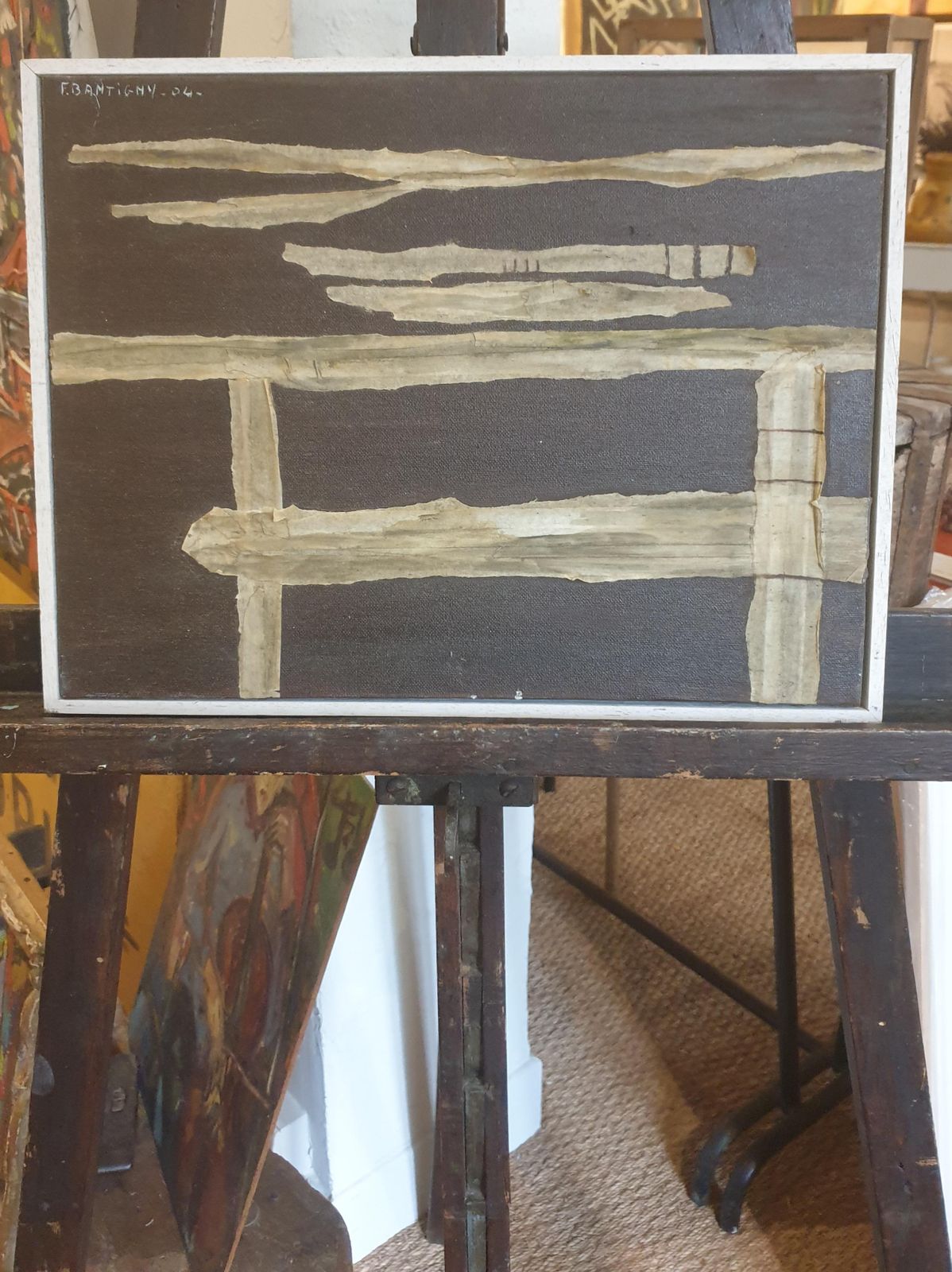 F Bantignycontemporary Mixed Media Abstract On Canvas.2004 photo vintage