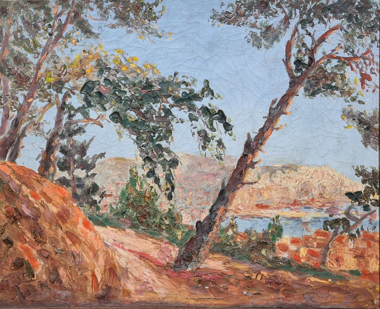 Unknownfrench Fauvist Oil On Canvas, View To The Sea, Circle Of Charles Camoin.