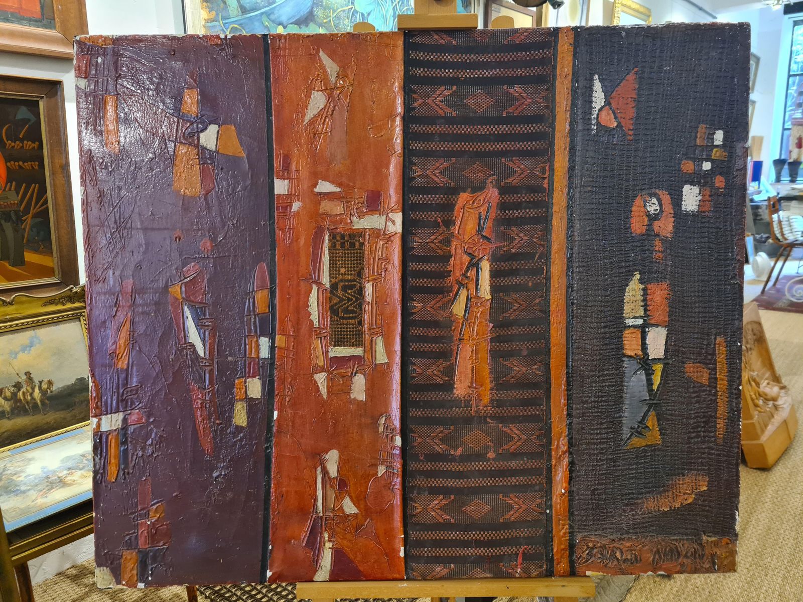 Bara Ndawfour Panel Mixed Media Abstract Montage, African, Senegalese Outsider Art.2007 photo furniture