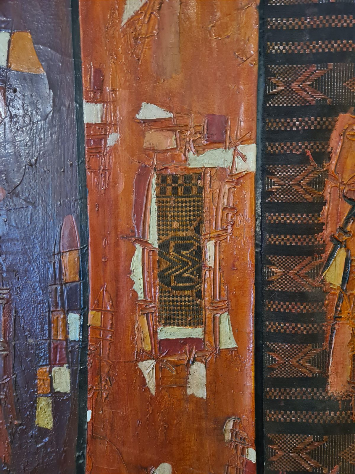 Bara Ndawfour Panel Mixed Media Abstract Montage, African, Senegalese Outsider Art.2007 photo vinterior