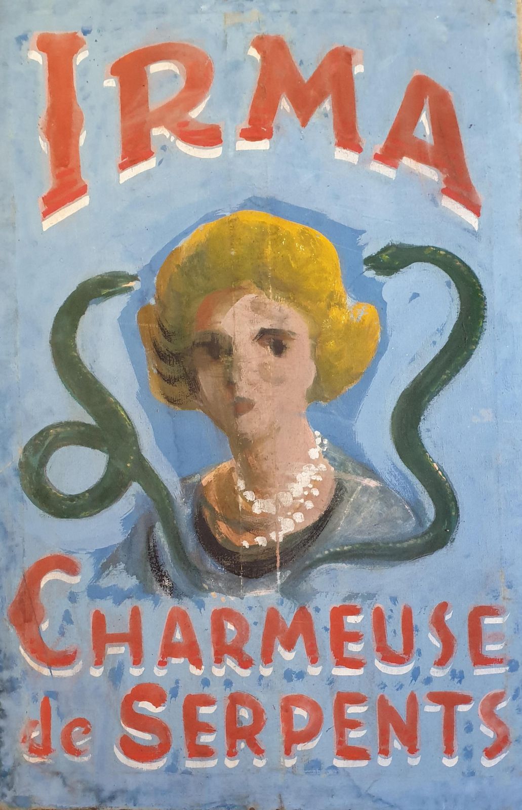 1488.0 Unknownearly 20th Century Folk Art, Double Sided Fairground Advertising, Oil On Canvas.Early 1900s photo