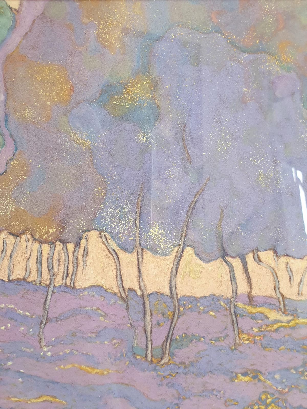 Francis Bessoncontemporary Impressionist Acrylic And Pastel. 'Forest In Lilac, Provence'.2015 photo vinterior