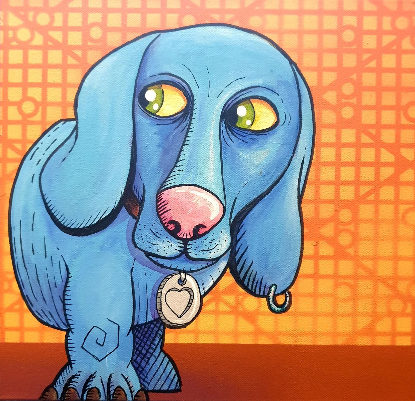Harold Maka  Pop Art Contemporary Triptych Acrylic On Canvas. "Topy Le Chien De Lyon".2024 photo for sale