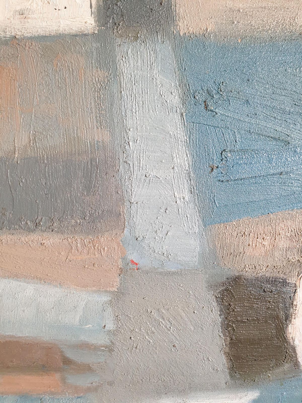 Philippe Lepatremid Century Abstract Oil On Canvas. Composition In Blue.1958 photo Art