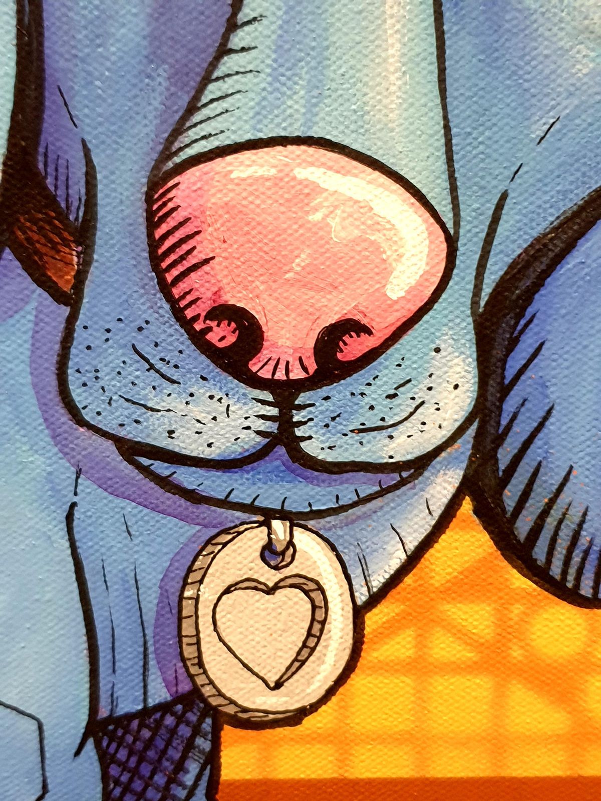 Harold Maka  Pop Art Contemporary Triptych Acrylic On Canvas. "Topy Le Chien De Lyon".2024 photo buy