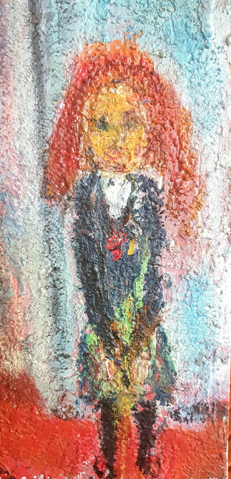 photo buy Large Expressionist Oil On Canvas, Apartment Interior And Cityscape. Oil.