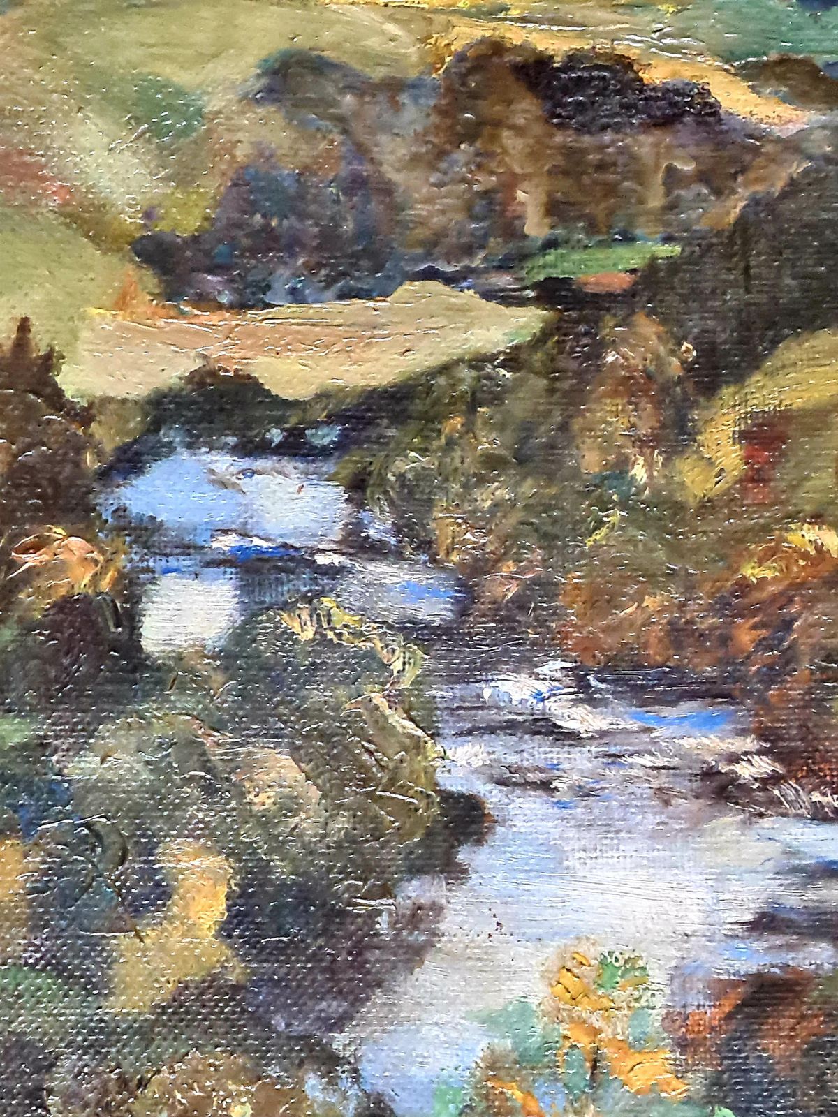 D. L. Murrayimpressionist Oil On Canvas, The Salmon Pool, Canonbie, Scotland photo buy