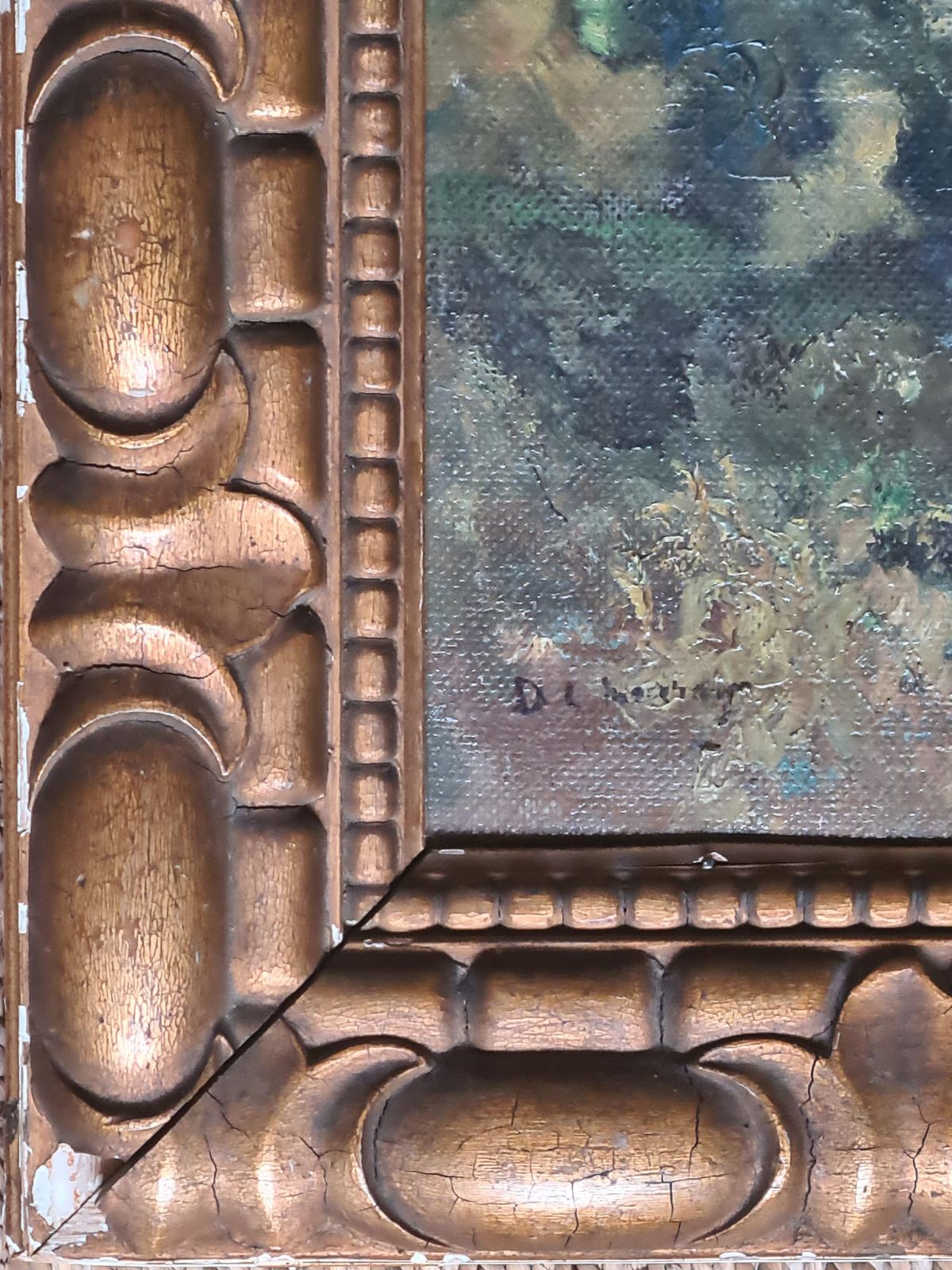 photo furniture D. L. Murrayimpressionist Oil On Canvas, The Salmon Pool, Canonbie, Scotland