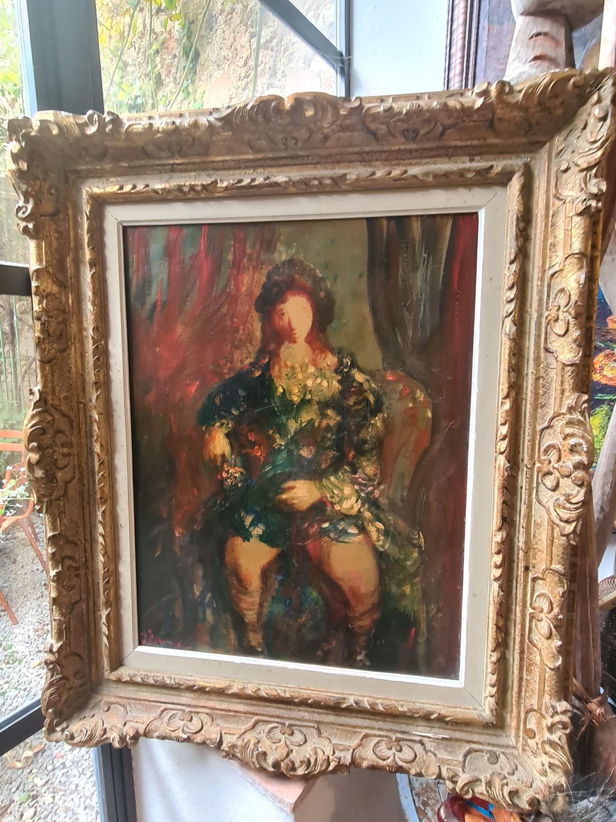 Sylvain Vignylarge French Expressionist Oil Portrait, The Seated Beauty. photo Art