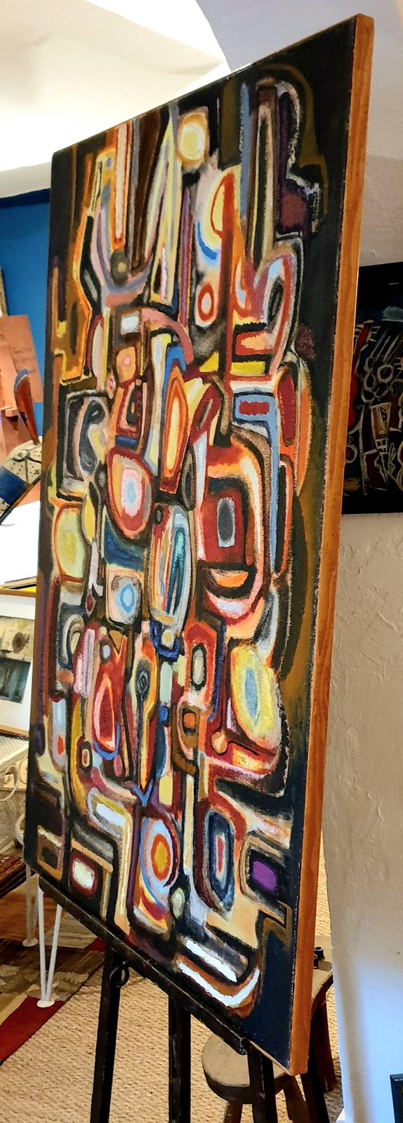 photo vinterior Jean Louis Ladislas Mid Century French Abstract Expressionist Oil On Canvas.1969