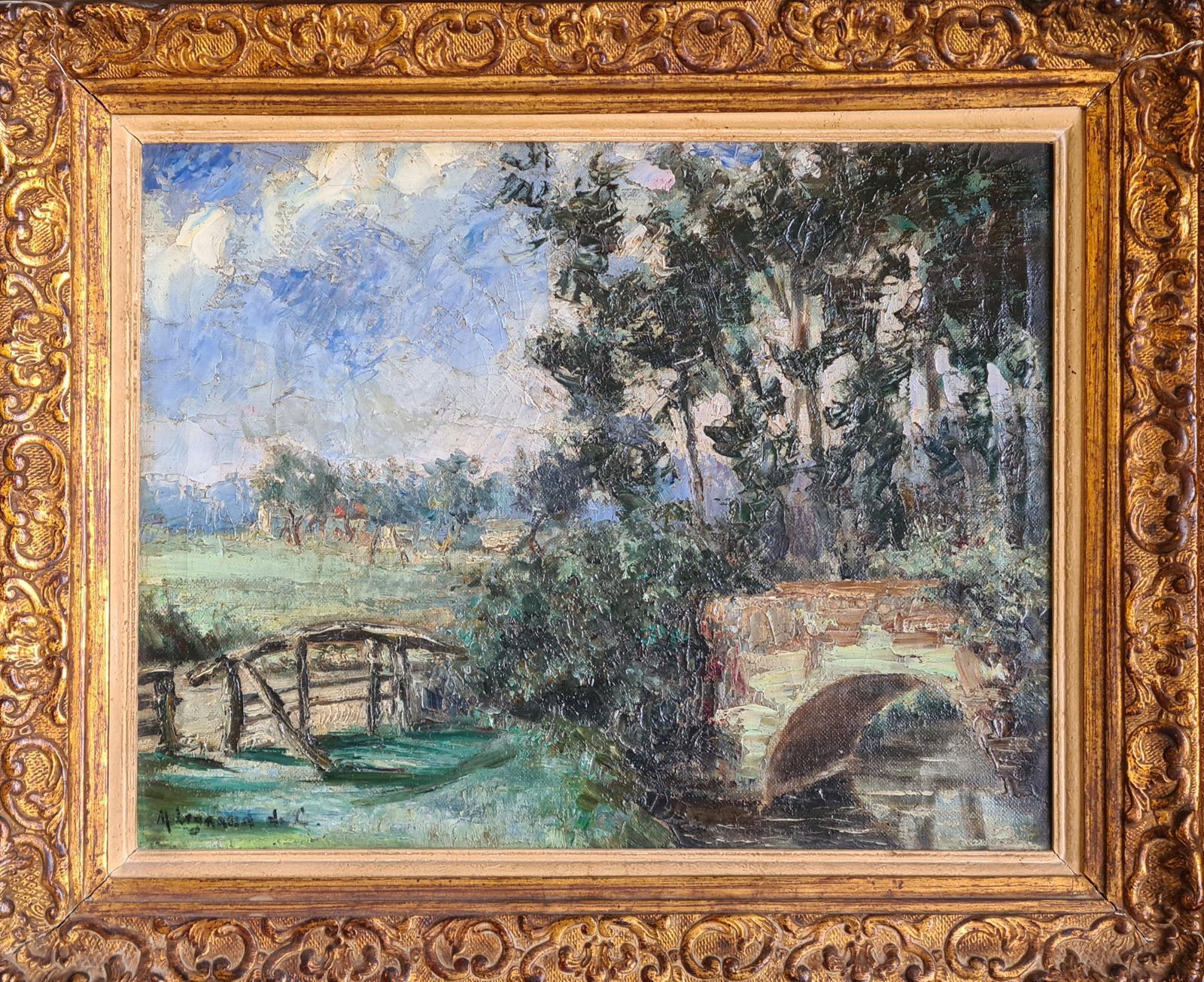 M Legrand De Cthe River Bridge, Barbizon School, Circle Of Jean Baptiste Camille Corot1860s