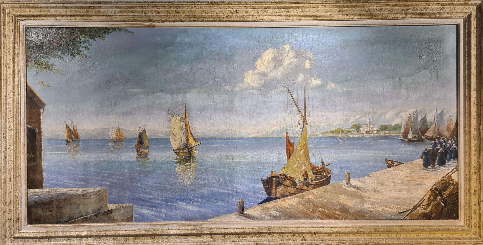 Sailing Boats At Sea, A Very Large And Imposing Marine Capriccio, Oil On Canvas1941