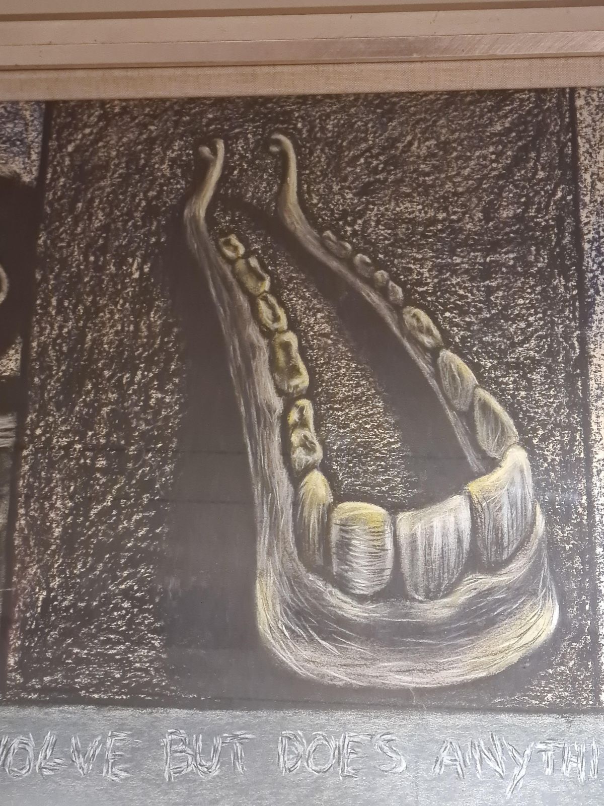 Gordon Muirmonumental Surrealist Pastel, Of Course We Evolve But Does Anything Ever Change?1985 photo for sale