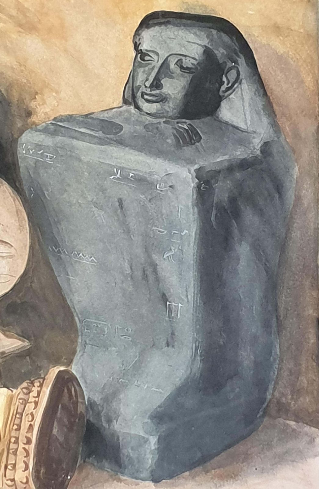 Derek Carruthers Surrealist Painting On Paper, 'Godot', Artefacts Of Civilisations Lost1985 photo vintage