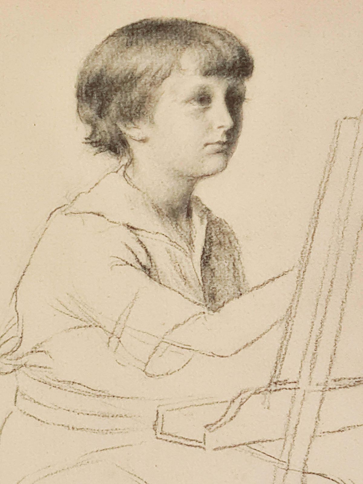 Charles Jean Agardfrench Impressionist Portrait Drawing, 'The Art Lesson'1900 photo 587.0