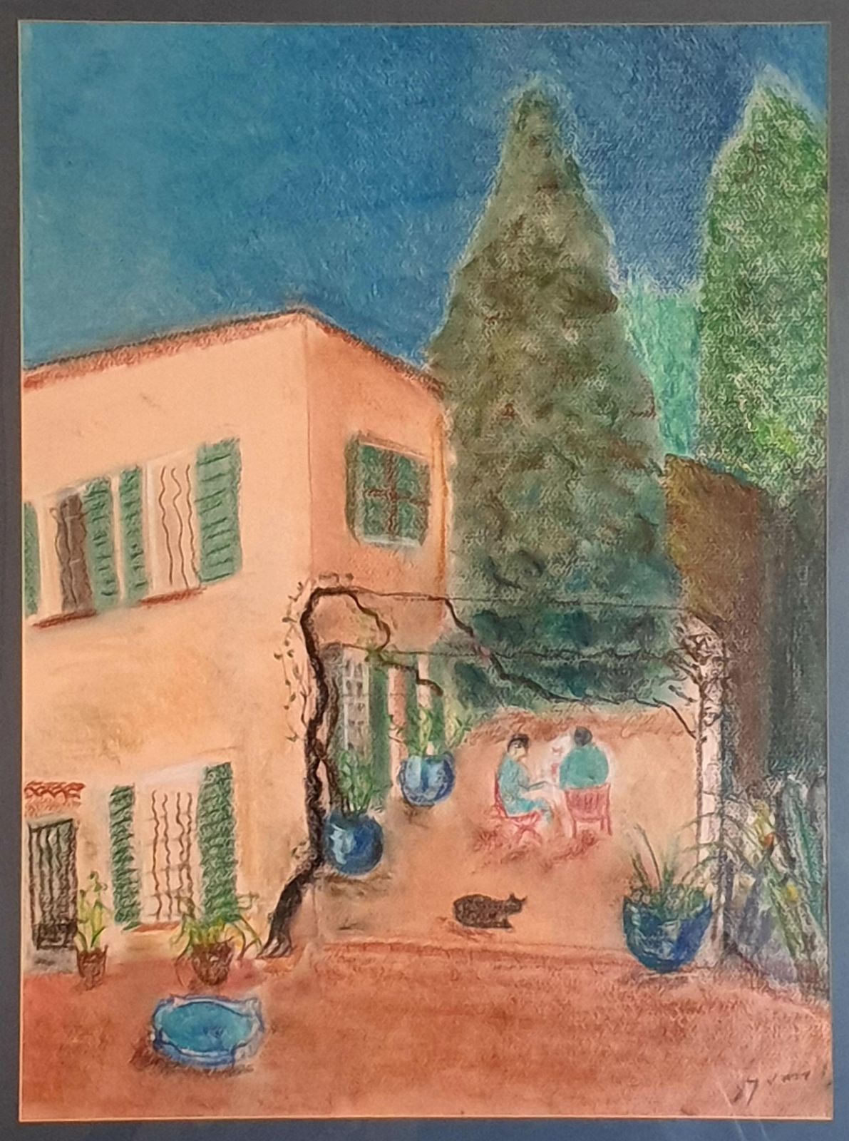 Fauvist Pastel On Paper, "Lunch In Provence", After Henri Matisse