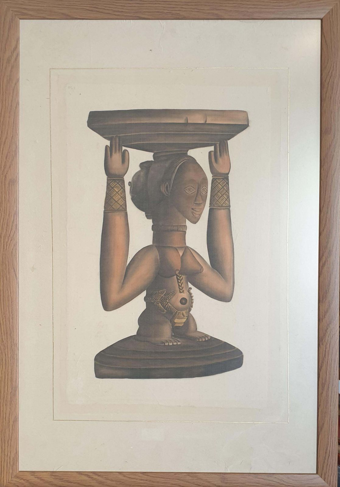 La Roche Laffittewatercolour On Handmade Paper Laid On Vélin D'arches Of An African Sculpture. photo furniture