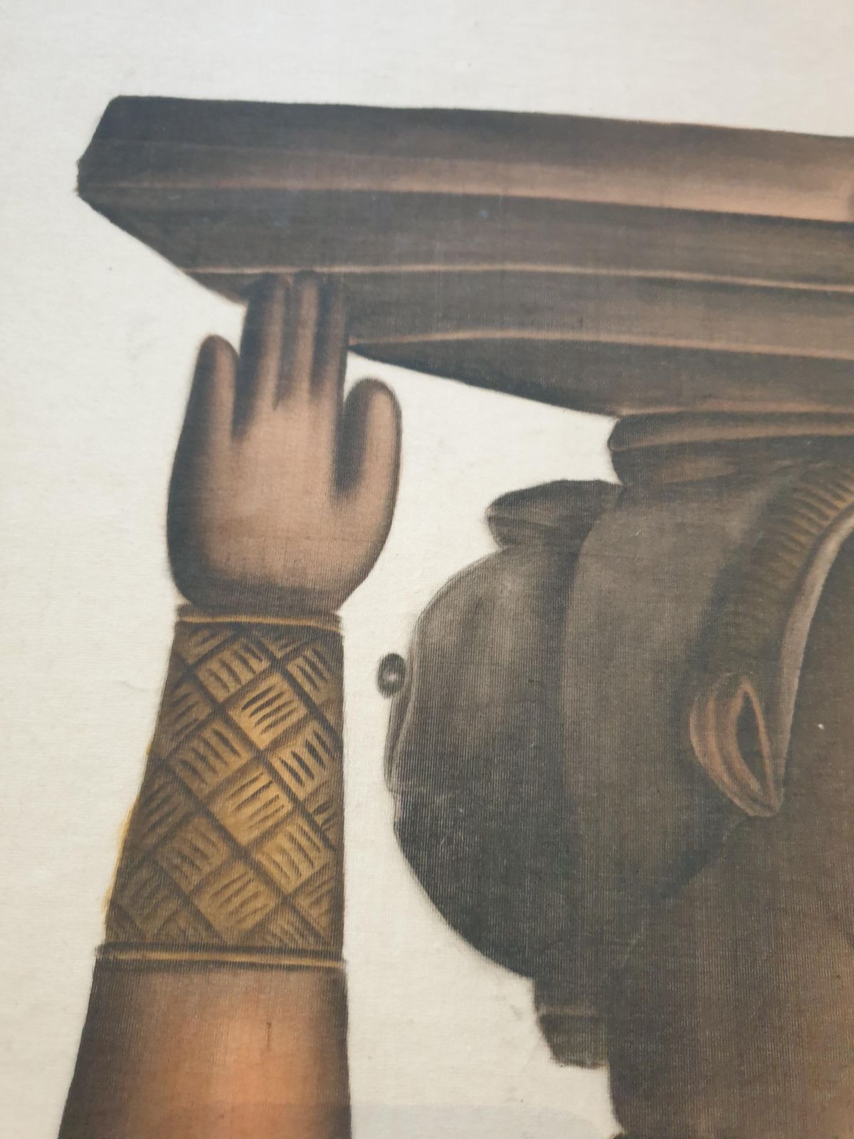 La Roche Laffittewatercolour On Handmade Paper Laid On Vélin D'arches Of An African Sculpture. photo vintage