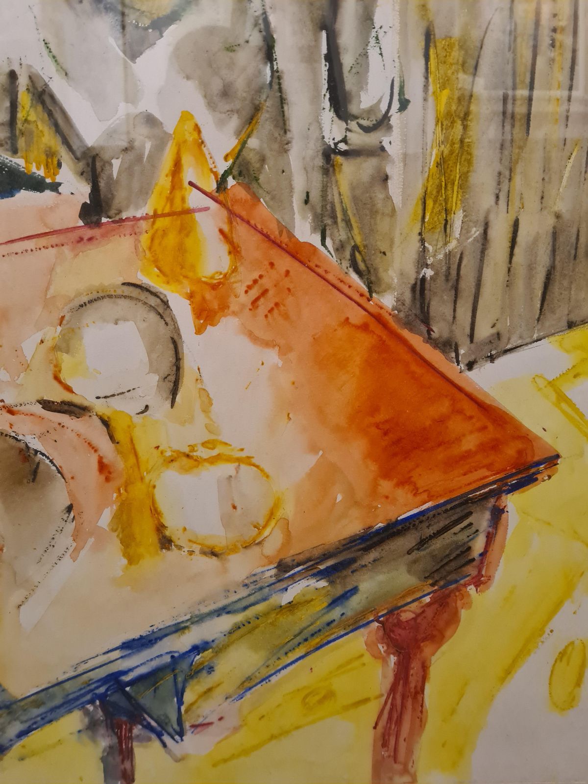 Roger Decaux Mid 20th Century Large Paris School Watercolour Of A Tablescapemid Century photo Art