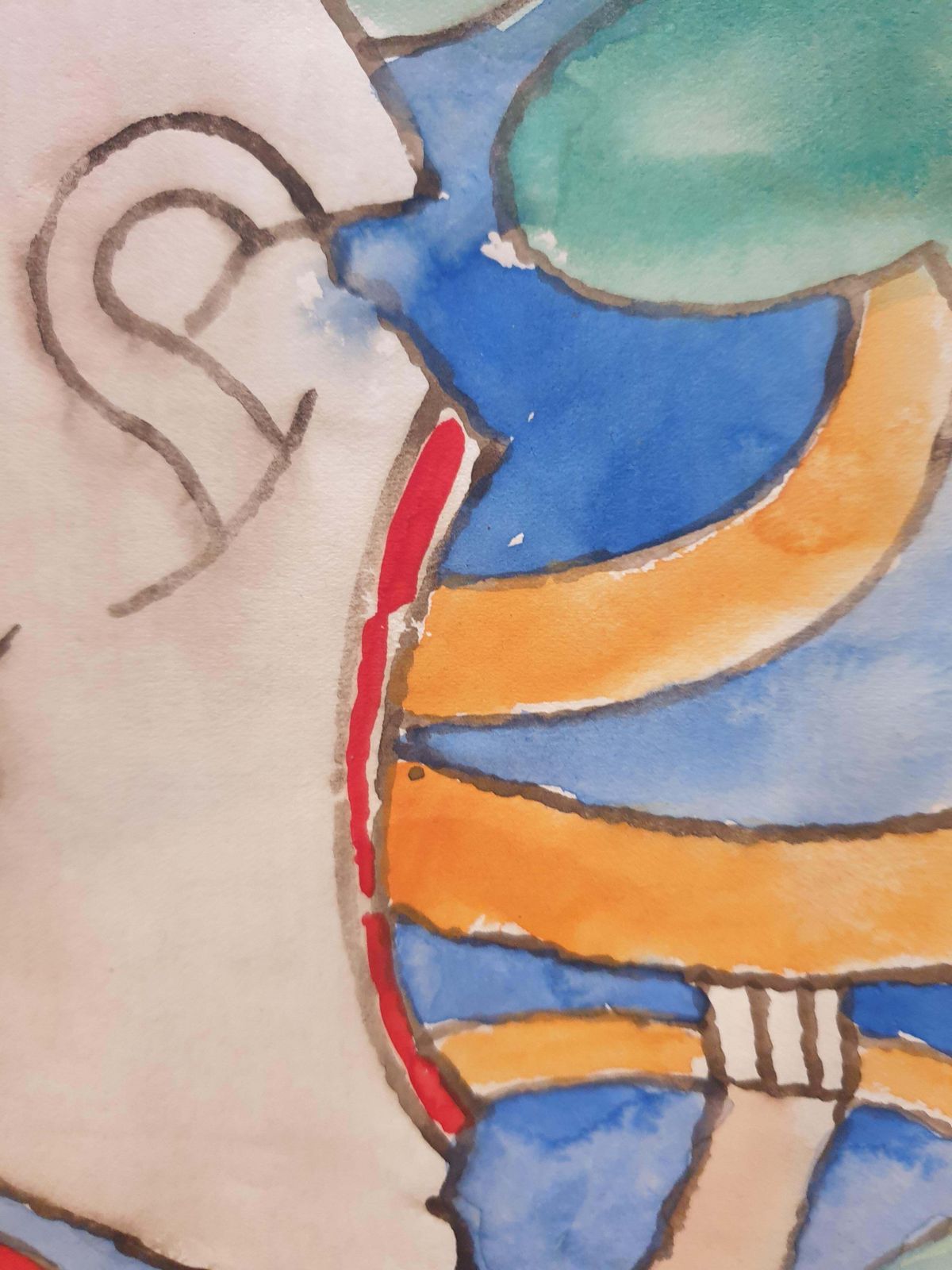 Jean Clerté 'Mother Nature', Lyrical Surrealist Abstract Watercolour On Paper.1978 photo 723.0
