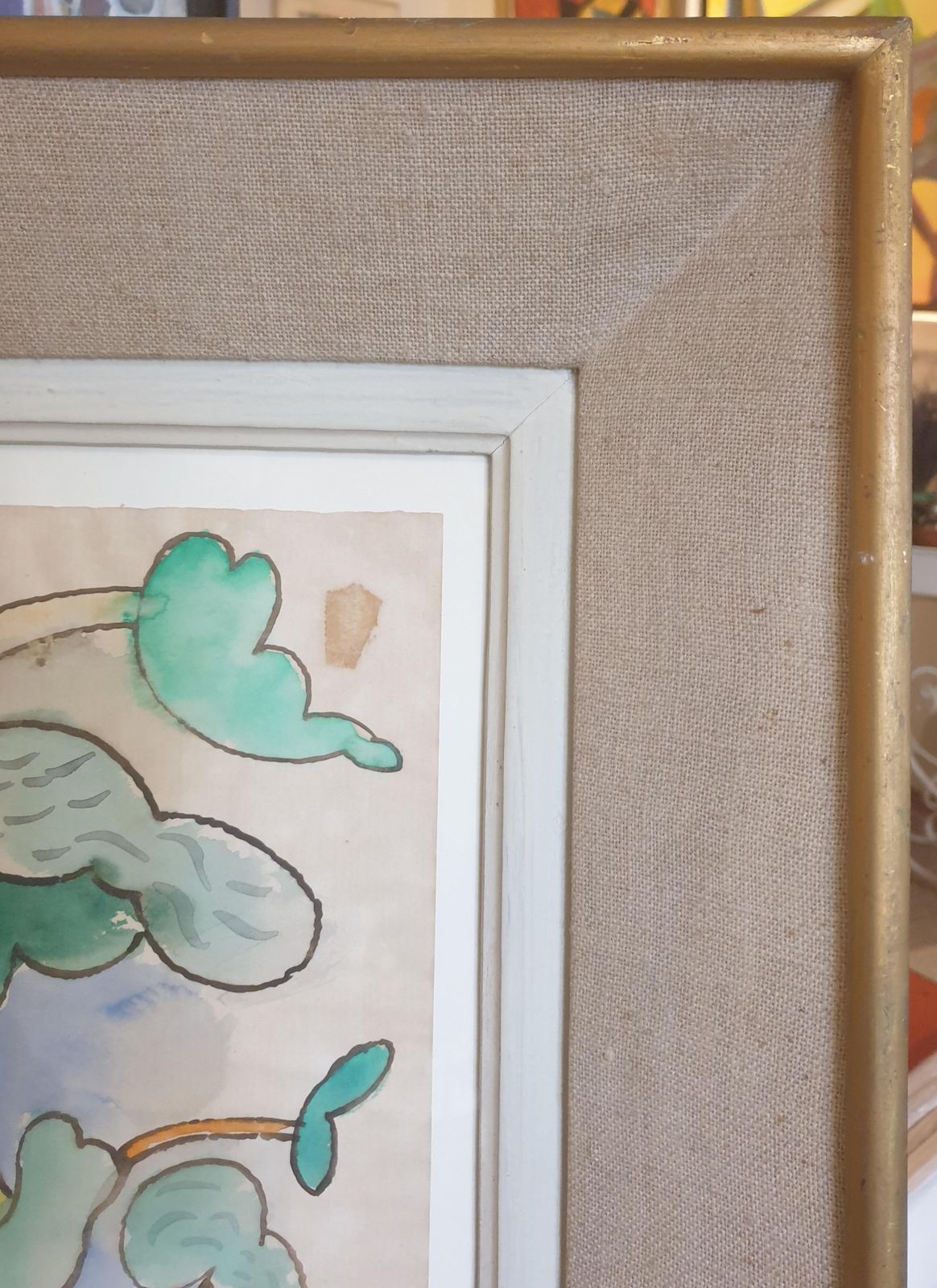 photo buy Jean Clerté 'Mother Nature', Lyrical Surrealist Abstract Watercolour On Paper.1978
